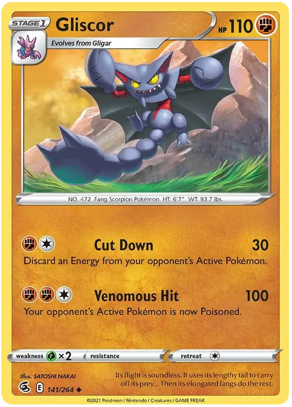 Gliscor 141, Fusion Strike | Sword & Shield, , 0.00 kr, Pokesingles. Kjøp pokemon kort til lave priser hos oss.