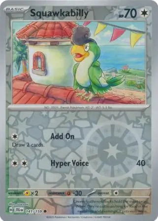 Squawkabilly Reverse Holo 141 - Journey Together Pokesingles