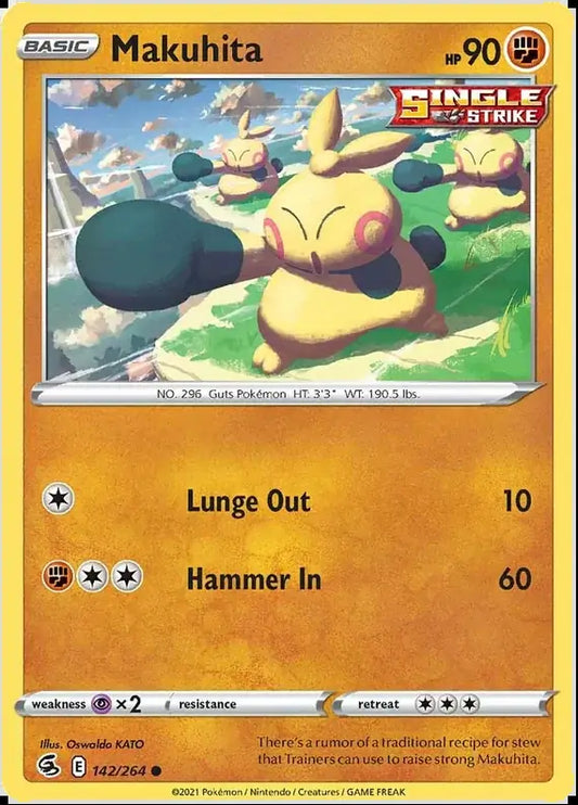 Makuhita 142, Fusion Strike | Sword & Shield, , 0.00 kr, Pokesingles. Kjøp pokemon kort til lave priser hos oss.