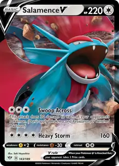 Salamence V 143, Darkness Ablaze | Sword & Shield, , 25.00 kr, Pokesingles. Kjøp pokemon kort til lave priser hos oss.