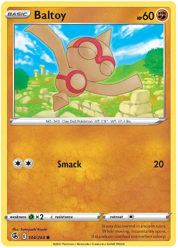 Baltoy 144, Fusion Strike | Sword & Shield, , 0.00 kr, Pokesingles. Kjøp pokemon kort til lave priser hos oss.