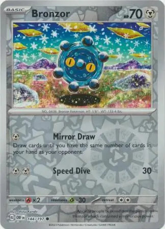 Bronzor Reverse Holo 144, Obsidian Flames | Scarlet & Violet, , 4.00 kr, Pokesingles. Kjøp pokemon kort til lave priser hos oss.