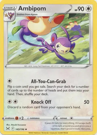 Ambipom 145, Lost Origin | Sword & Shield, , 0.00 kr, Pokesingles. Kjøp pokemon kort til lave priser hos oss.