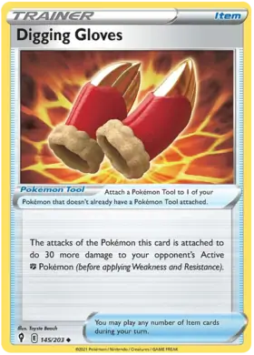 Digging Gloves 145, Evolving Skies | Sword & Shield, trainer, 5.00 kr, Pokesingles. Kjøp pokemon kort til lave priser hos oss.