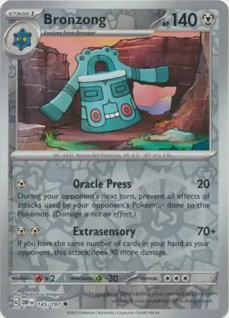 Bronzong Reverse Holo 145, Obsidian Flames | Scarlet & Violet, , 4.00 kr, Pokesingles. Kjøp pokemon kort til lave priser hos oss.