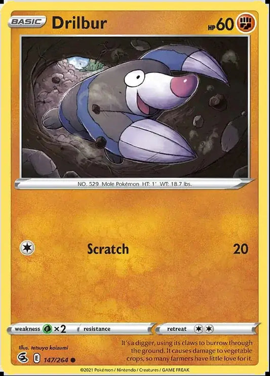 Drillbur 147, Fusion Strike | Sword & Shield, , 0.00 kr, Pokesingles. Kjøp pokemon kort til lave priser hos oss.