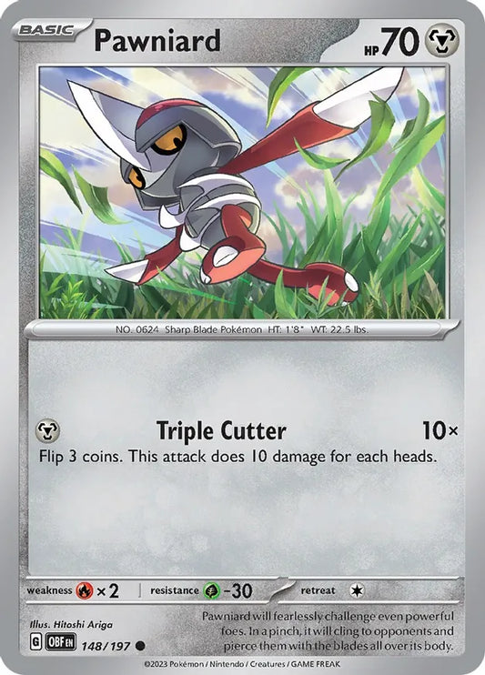 Pawniard 148, Obsidian Flames | Scarlet & Violet, , 5.00 kr, Pokesingles. Kjøp pokemon kort til lave priser hos oss.