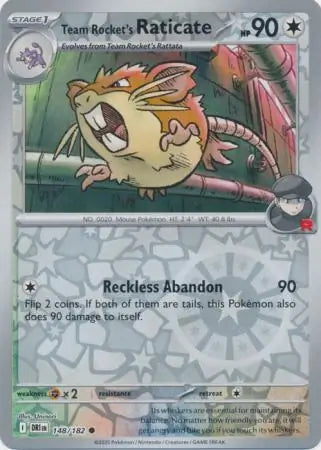 Team Rocket's Raticate Reverse Holo 148 - Destined Rivals Pokesingles