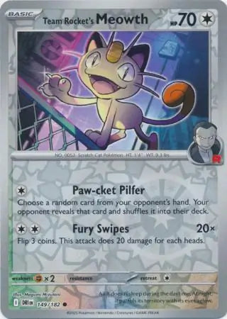 Team Rocket's Meowth Reverse Holo 149 - Destined Rivals Pokesingles
