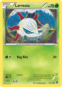 Larvesta 14 - Steam Siege, Steam Siege | XY, bulk, 4.00 kr, Pokesingles. Kjøp pokemon kort til lave priser hos oss.