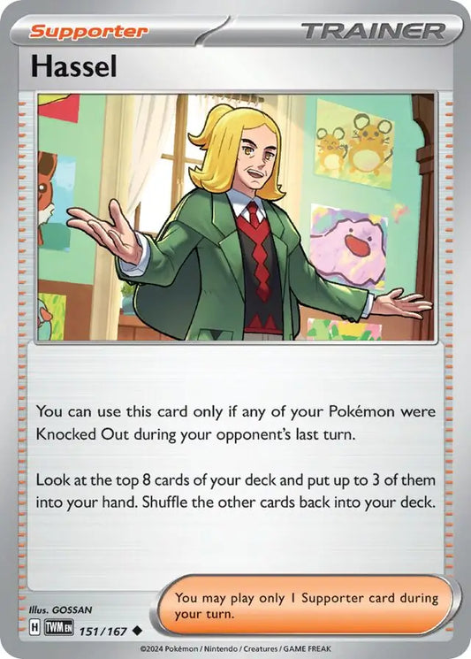 Hassel 151, Twilight Masquerade | Scarlet & Violet, trainer, 5.00 kr, Pokesingles. Kjøp pokemon kort til lave priser hos oss.