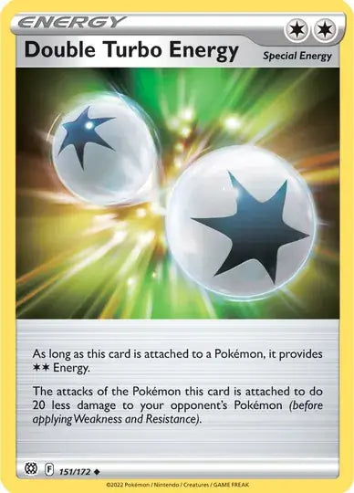 Double Turbo Energy 151, Brilliant Stars | Sword & Shield, trainer, 4.00 kr, Pokesingles. Kjøp pokemon kort til lave priser hos oss.