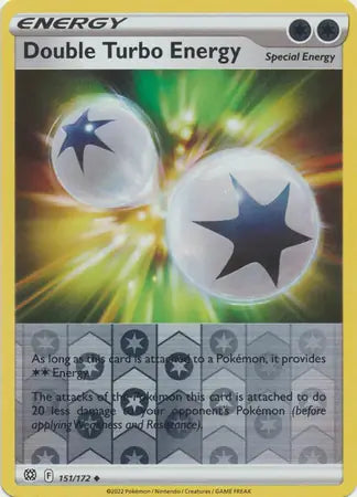 Double Turbo Energy Reverse Holo 151, Brilliant Stars | Sword & Shield, trainer, 8.00 kr, Pokesingles. Kjøp pokemon kort til lave priser hos oss.