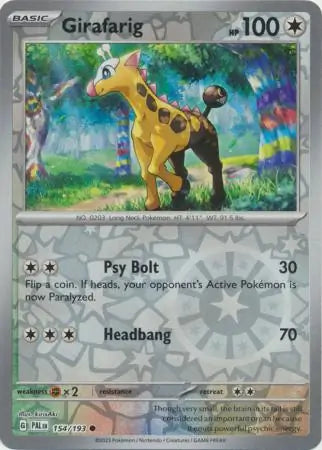 Girafarig Reverse Holo 154 - Paldea Evolved, Paldea Evolved | Scarlet & Violet, , 5.00 kr, Pokesingles. Kjøp pokemon kort til lave priser hos oss.