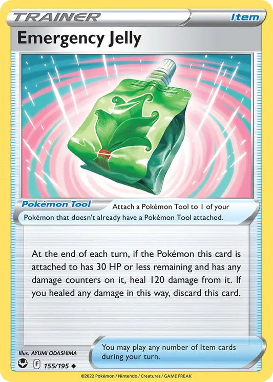 Emergency Jelly 155, Silver Tempest | Sword & Shield, , 0.00 kr, Pokesingles. Kjøp pokemon kort til lave priser hos oss.