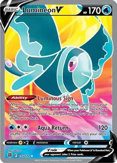 Lumineon V 155, Brilliant Stars | Sword & Shield, v, 0.00 kr, Pokesingles. Kjøp pokemon kort til lave priser hos oss.