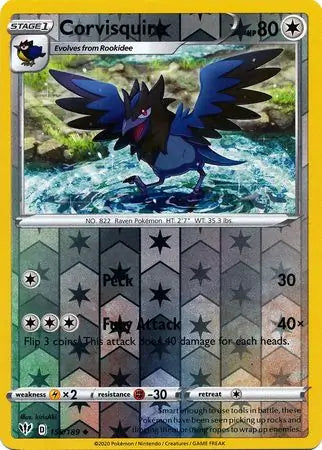 Corvisquire Reverse Holo 155, Darkness Ablaze | Sword & Shield, , 3.00 kr, Pokesingles. Kjøp pokemon kort til lave priser hos oss.