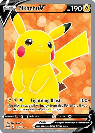 Pikachu V 157, Brilliant Stars | Sword & Shield, v, 0.00 kr, Pokesingles. Kjøp pokemon kort til lave priser hos oss.