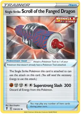 Single Strike Scroll of the Fanged Dragon 158, Evolving Skies | Sword & Shield, trainer, 5.00 kr, Pokesingles. Kjøp pokemon kort til lave priser hos oss.