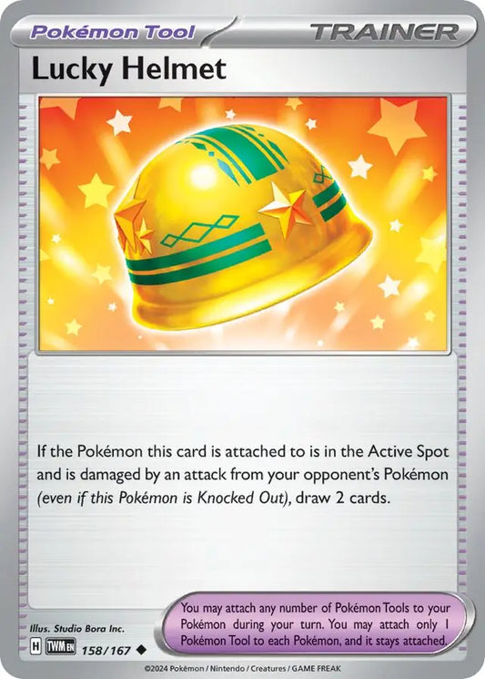 Lucky Helmet 158, Twilight Masquerade | Scarlet & Violet, trainer, 5.00 kr, Pokesingles. Kjøp pokemon kort til lave priser hos oss.