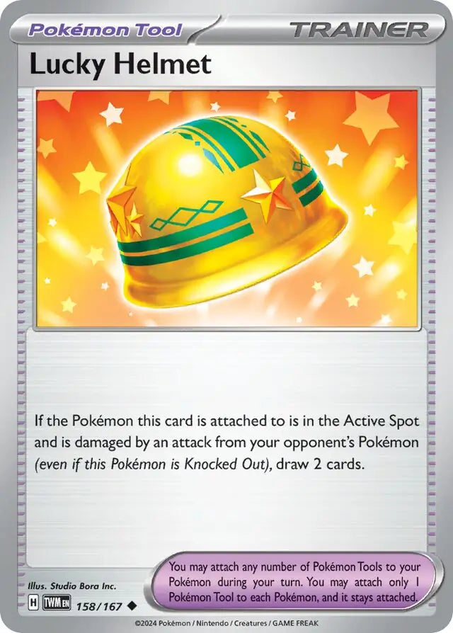 Lucky Helmet 158, Twilight Masquerade | Scarlet & Violet, trainer, 5.00 kr, Pokesingles. Kjøp pokemon kort til lave priser hos oss.
