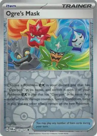 Ogre's Mask Reverse Holo 159, Twilight Masquerade | Scarlet & Violet, trainer, 4.00 kr, Pokesingles. Kjøp pokemon kort til lave priser hos oss.