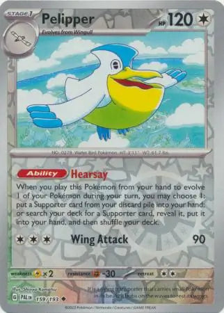 Pelipper Reverse Holo 159 - Paldea Evolved, Paldea Evolved | Scarlet & Violet, , 5.00 kr, Pokesingles. Kjøp pokemon kort til lave priser hos oss.