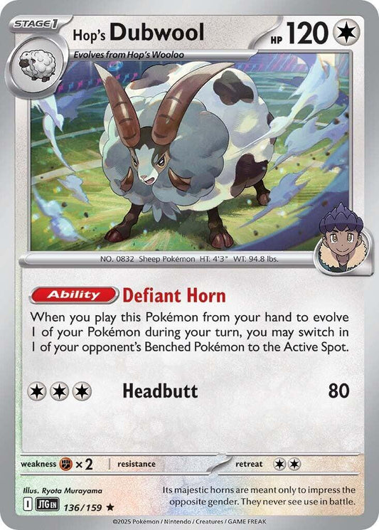 Hop's Dubwool Holo Rare 136 - Journey Together Pokesingles