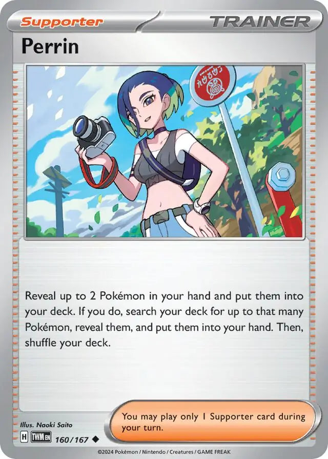 Perrin 160, Twilight Masquerade | Scarlet & Violet, trainer, 5.00 kr, Pokesingles. Kjøp pokemon kort til lave priser hos oss.