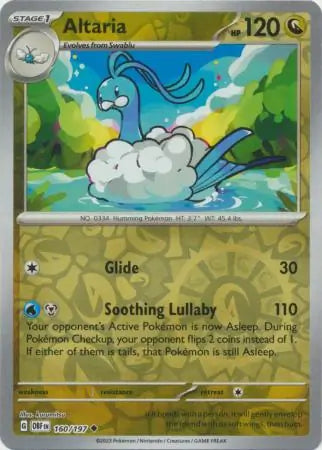 Altaria Reverse Holo 160, Obsidian Flames | Scarlet & Violet, , 4.00 kr, Pokesingles. Kjøp pokemon kort til lave priser hos oss.