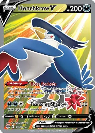 Honchkrow V 161, Brilliant Stars | Sword & Shield, v, 0.00 kr, Pokesingles. Kjøp pokemon kort til lave priser hos oss.