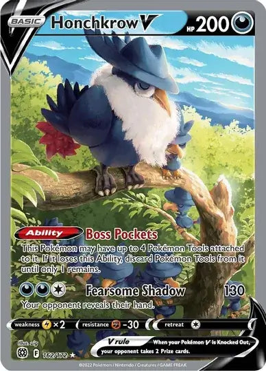 Honchkrow V 162, Brilliant Stars | Sword & Shield, v, 0.00 kr, Pokesingles. Kjøp pokemon kort til lave priser hos oss.