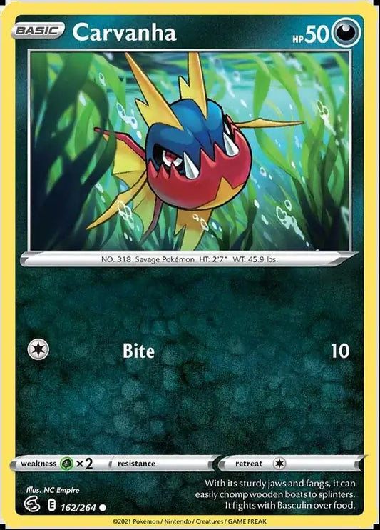 Carvanha 162, Fusion Strike | Sword & Shield, , 0.00 kr, Pokesingles. Kjøp pokemon kort til lave priser hos oss.