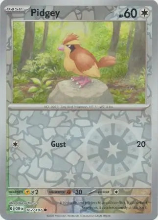 Pidgey Reverse Holo 162, Obsidian Flames | Scarlet & Violet, , 4.00 kr, Pokesingles. Kjøp pokemon kort til lave priser hos oss.