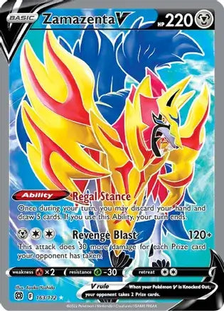 Zamazenta V 163, Brilliant Stars | Sword & Shield, v, 0.00 kr, Pokesingles. Kjøp pokemon kort til lave priser hos oss.