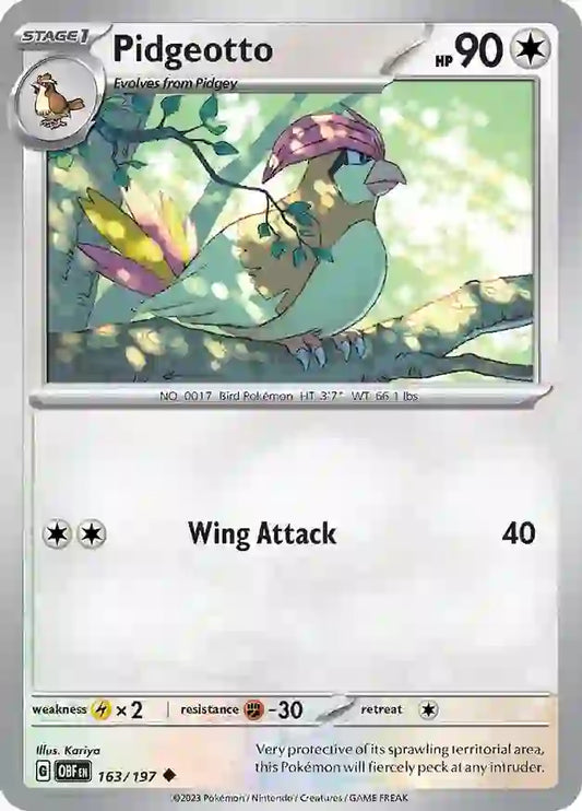 Pidgeotto 163, Obsidian Flames | Scarlet & Violet, , 5.00 kr, Pokesingles. Kjøp pokemon kort til lave priser hos oss.