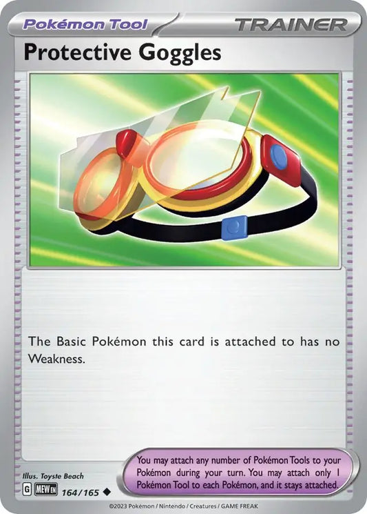 164 Protective Goggles, 151 | Scarlet & Violet, trainer, 5.00 kr, Pokesingles. Kjøp pokemon kort til lave priser hos oss.