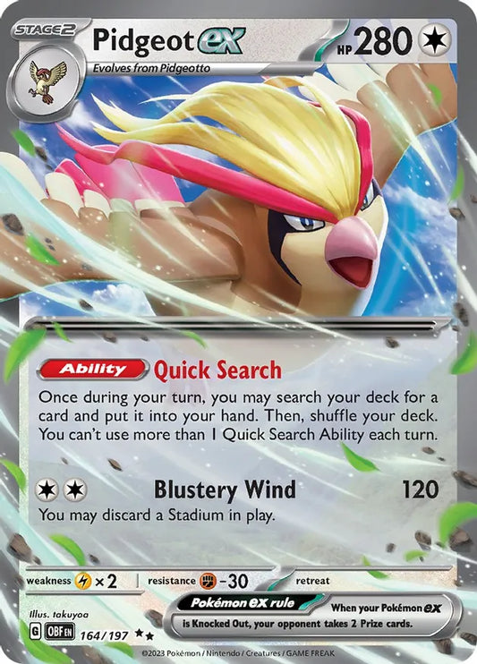 Pidgeot ex 164, Obsidian Flames | Scarlet & Violet, ex, 5.00 kr, Pokesingles. Kjøp pokemon kort til lave priser hos oss.