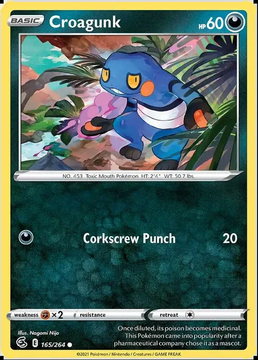 Croagunk 165, Fusion Strike | Sword & Shield, , 0.00 kr, Pokesingles. Kjøp pokemon kort til lave priser hos oss.