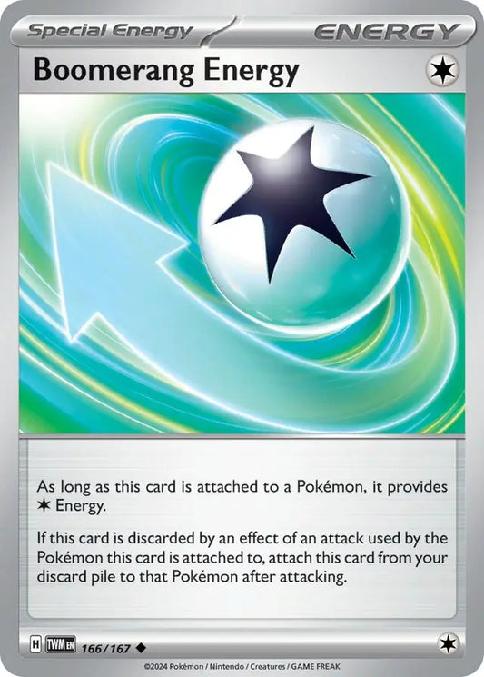 Boomerang Energy 166, Twilight Masquerade | Scarlet & Violet, trainer, 5.00 kr, Pokesingles. Kjøp pokemon kort til lave priser hos oss.