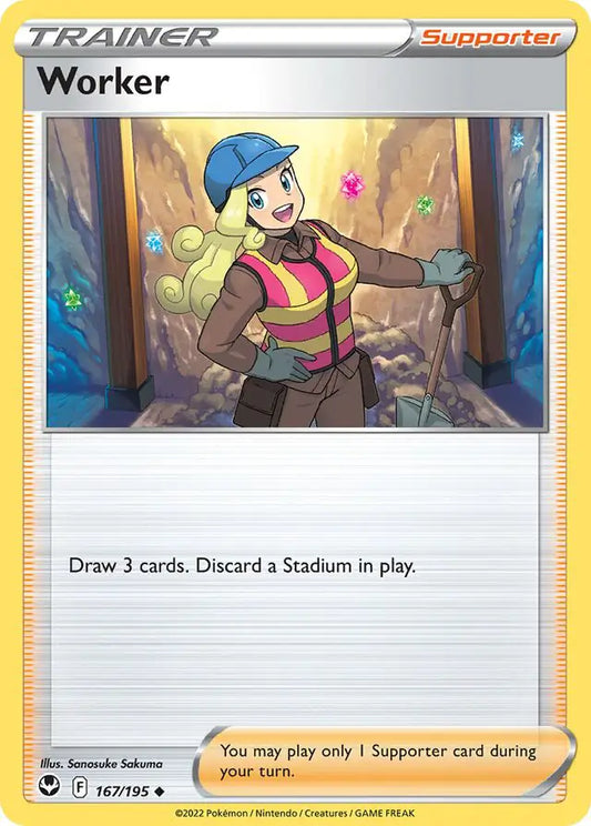 Worker 167, Silver Tempest | Sword & Shield, , 0.00 kr, Pokesingles. Kjøp pokemon kort til lave priser hos oss.