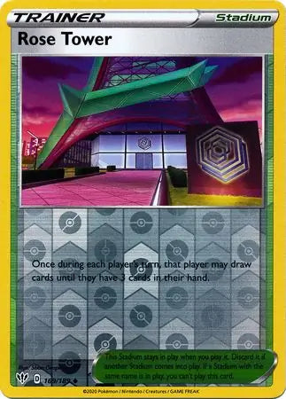 Rose Tower Reverse Holo 169, Darkness Ablaze | Sword & Shield, trainer, 3.00 kr, Pokesingles. Kjøp pokemon kort til lave priser hos oss.
