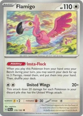 Flamigo 170 - Paldea Evolved, Paldea Evolved | Scarlet & Violet, , 5.00 kr, Pokesingles. Kjøp pokemon kort til lave priser hos oss.