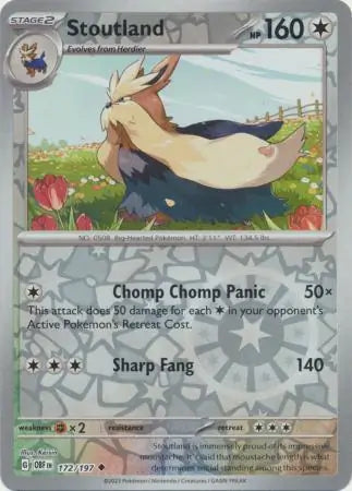 Stoutland Reverse Holo 172, Obsidian Flames | Scarlet & Violet, , 4.00 kr, Pokesingles. Kjøp pokemon kort til lave priser hos oss.