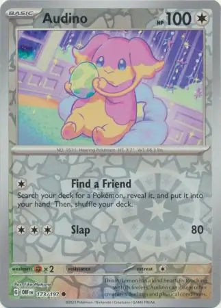 Audino Reverse Holo 173, Obsidian Flames | Scarlet & Violet, , 4.00 kr, Pokesingles. Kjøp pokemon kort til lave priser hos oss.