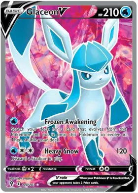 Glaceon V 174, Evolving Skies | Sword & Shield, secret, 5.00 kr, Pokesingles. Kjøp pokemon kort til lave priser hos oss.
