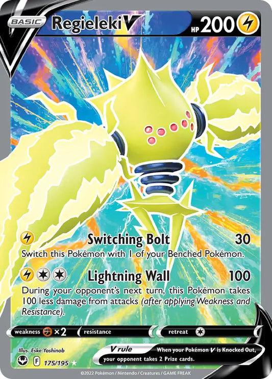 Regieleki V 175, Silver Tempest | Sword & Shield, , 0.00 kr, Pokesingles. Kjøp pokemon kort til lave priser hos oss.