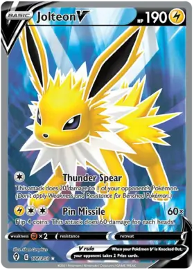 Jolteon V 177, Evolving Skies | Sword & Shield, secret, 5.00 kr, Pokesingles. Kjøp pokemon kort til lave priser hos oss.