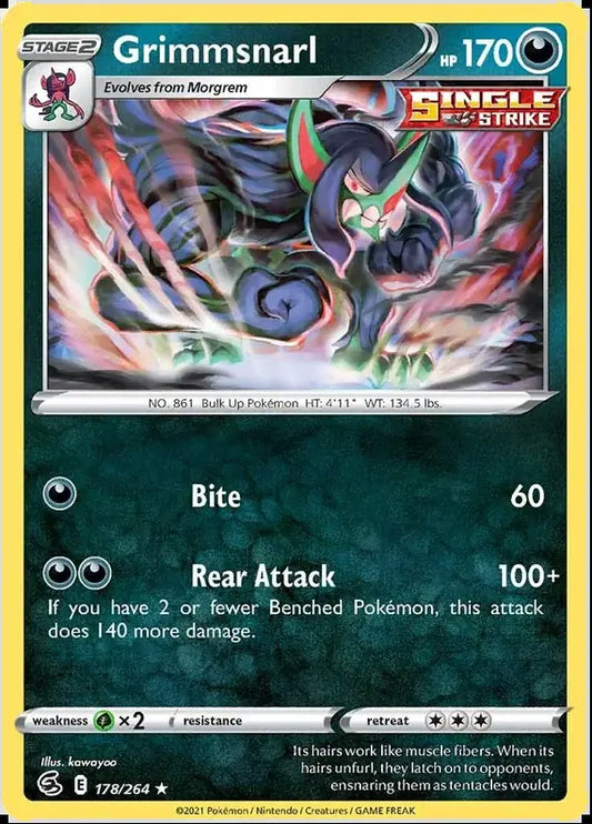 Grimmsnarl 178, Fusion Strike | Sword & Shield, , 0.00 kr, Pokesingles. Kjøp pokemon kort til lave priser hos oss.