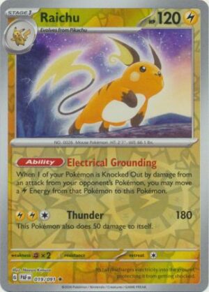 019 Raichu - Reverse Holo Rare, Paldean Fates, reverse, 7.00 kr, Pokesingles. Kjøp pokemon kort til lave priser hos oss.